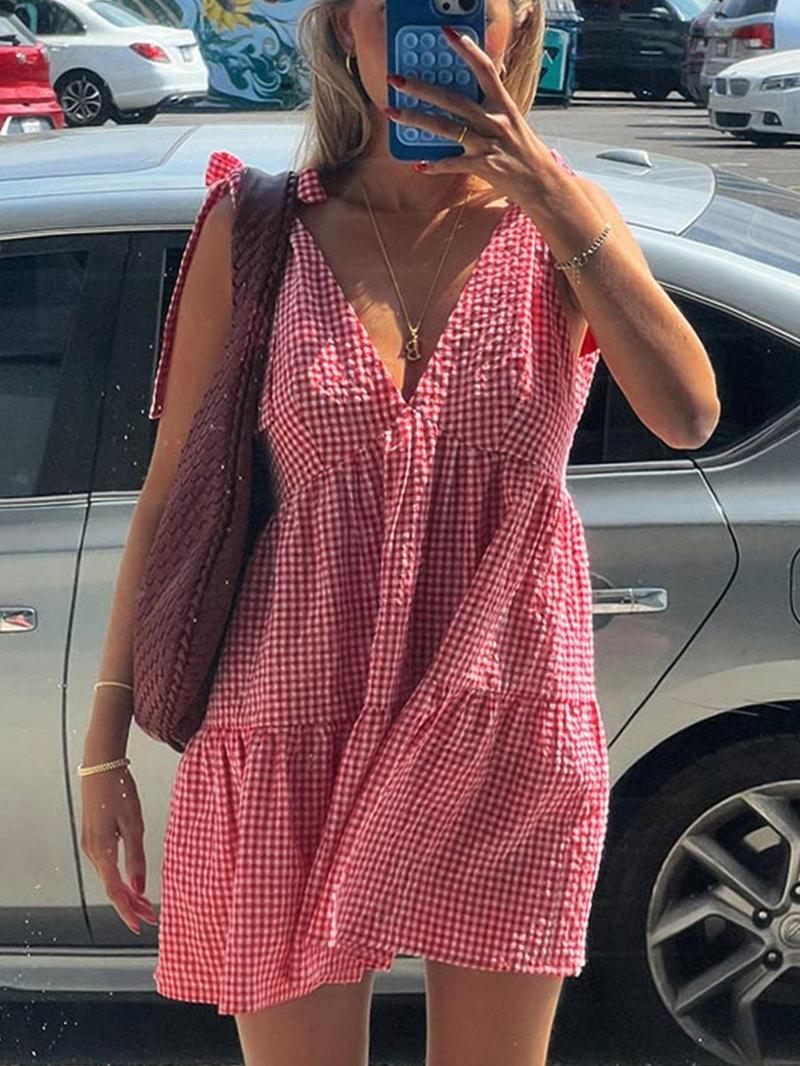 Women Summer Vintage Flowy Tank Mini Dress