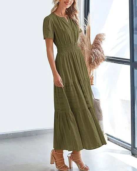 Elegant Lace Maxi Dress – Ethereal V‑Neck with Floral Embroidery