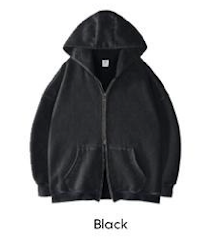 Unisex Oversized Acid Wash Zip-Up Hoodie
