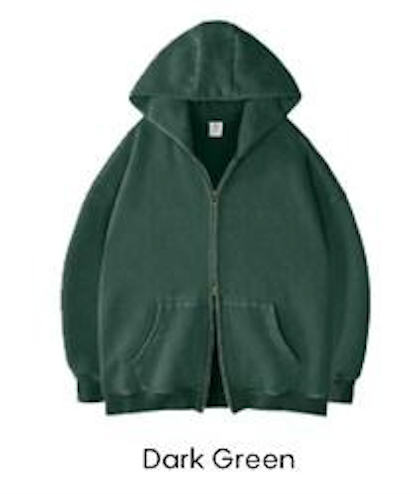 Unisex Oversized Acid Wash Zip-Up Hoodie