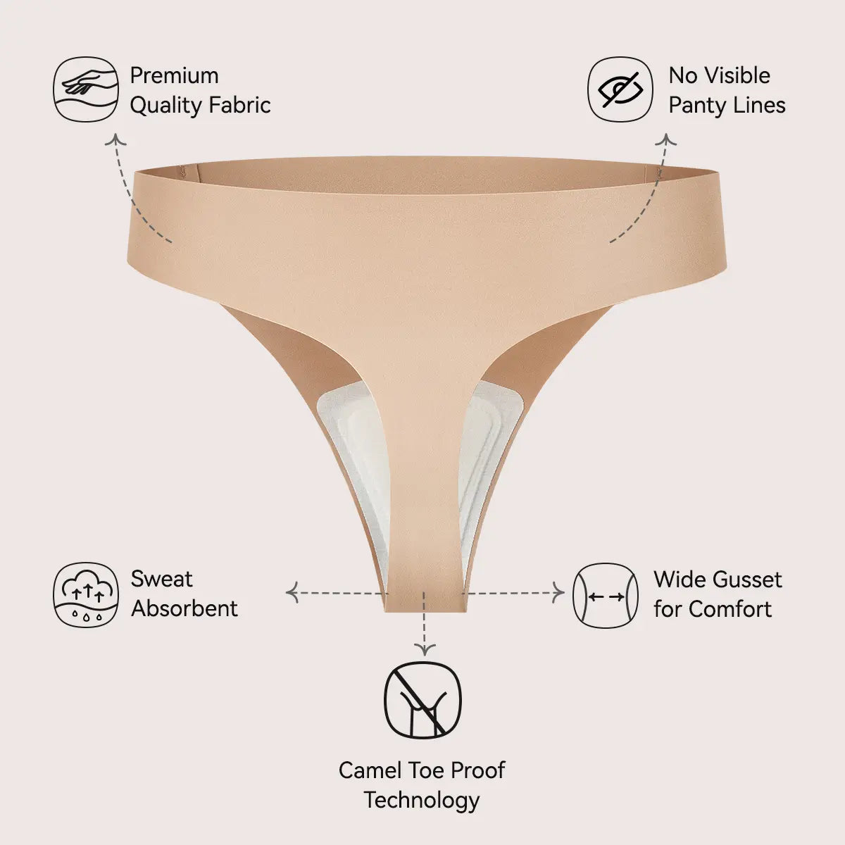 Seamless Camel Toe Cover Thong