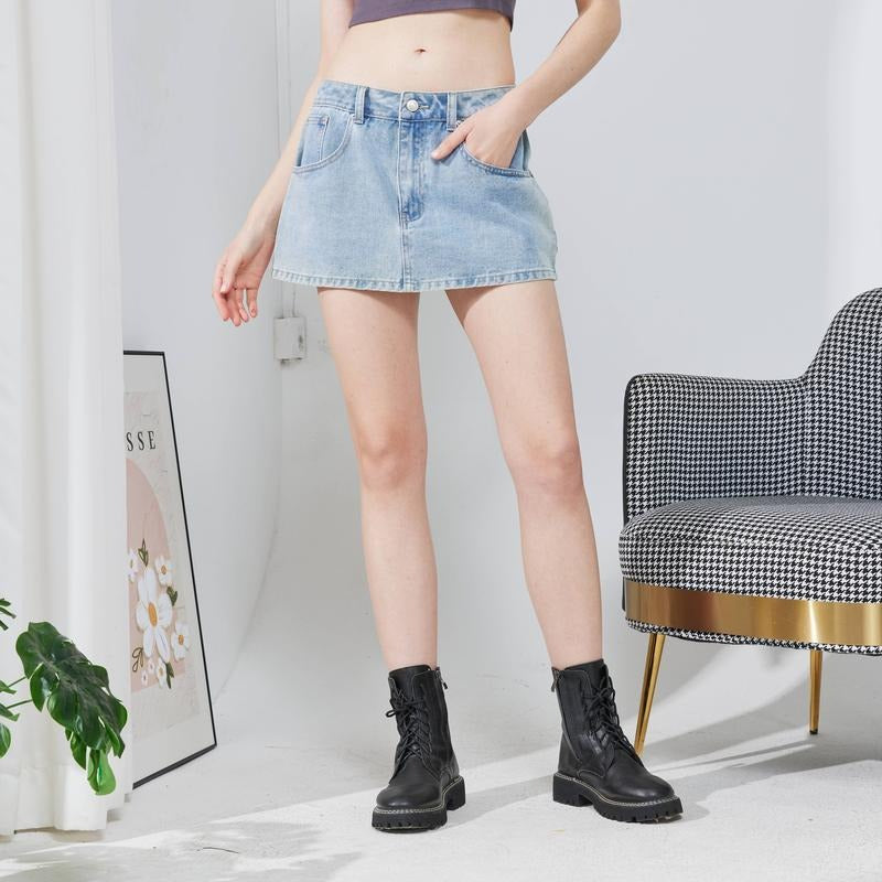EMMIOL Vintage Blue Denim Mini Skirt