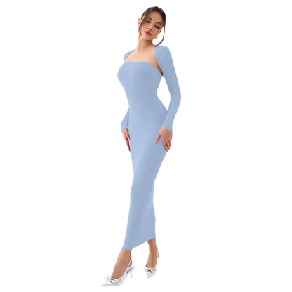 Womens Sexy Summer LongSleeves Strapless Fashion Maxi Dress