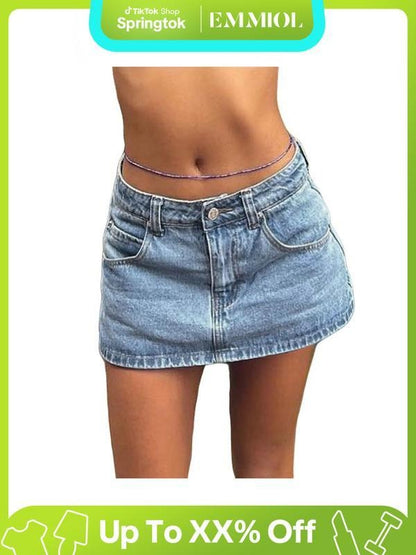 EMMIOL Vintage Blue Denim Mini Skirt