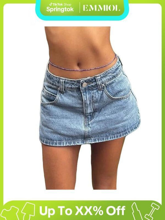 EMMIOL Vintage Blue Denim Mini Skirt