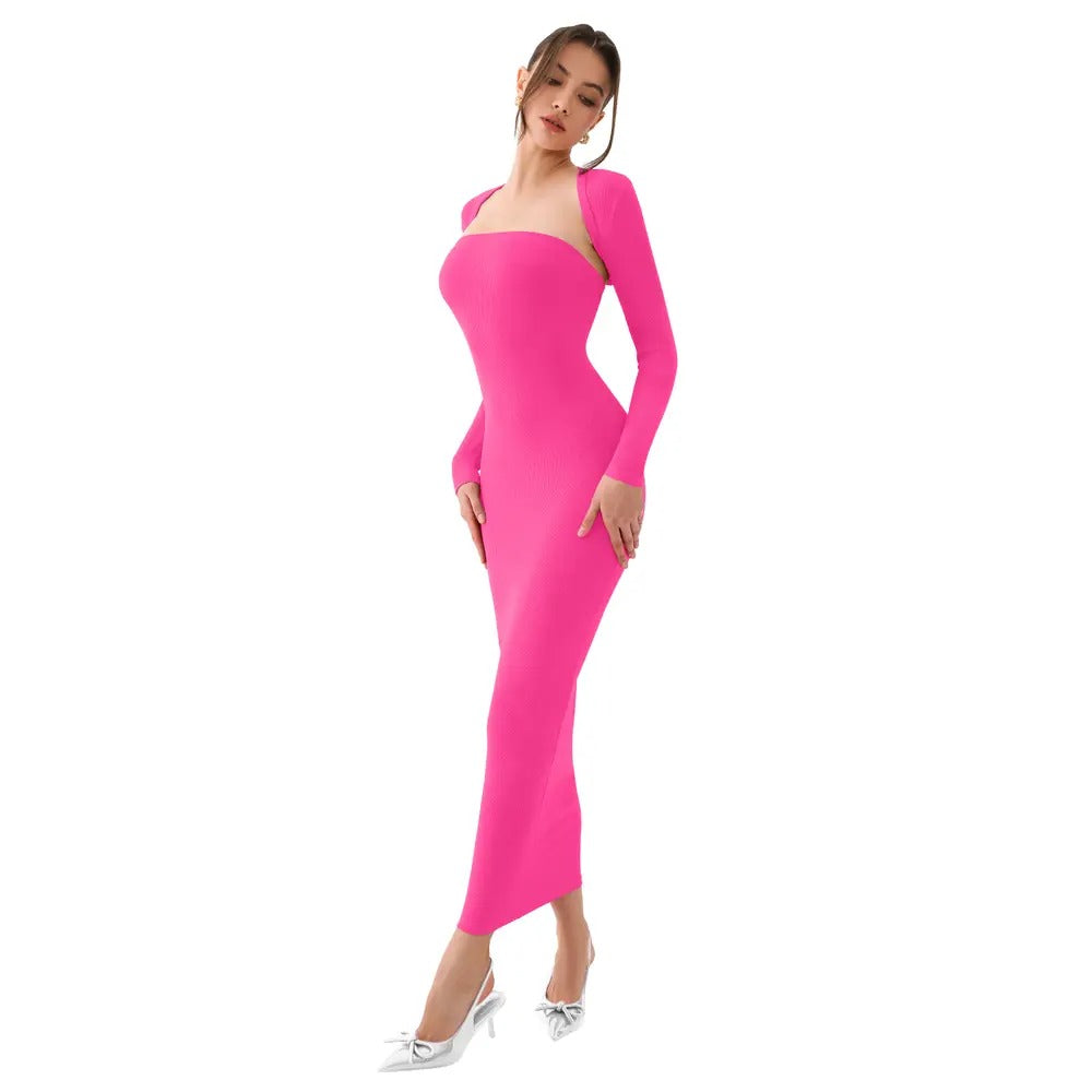 Womens Sexy Summer LongSleeves Strapless Fashion Maxi Dress