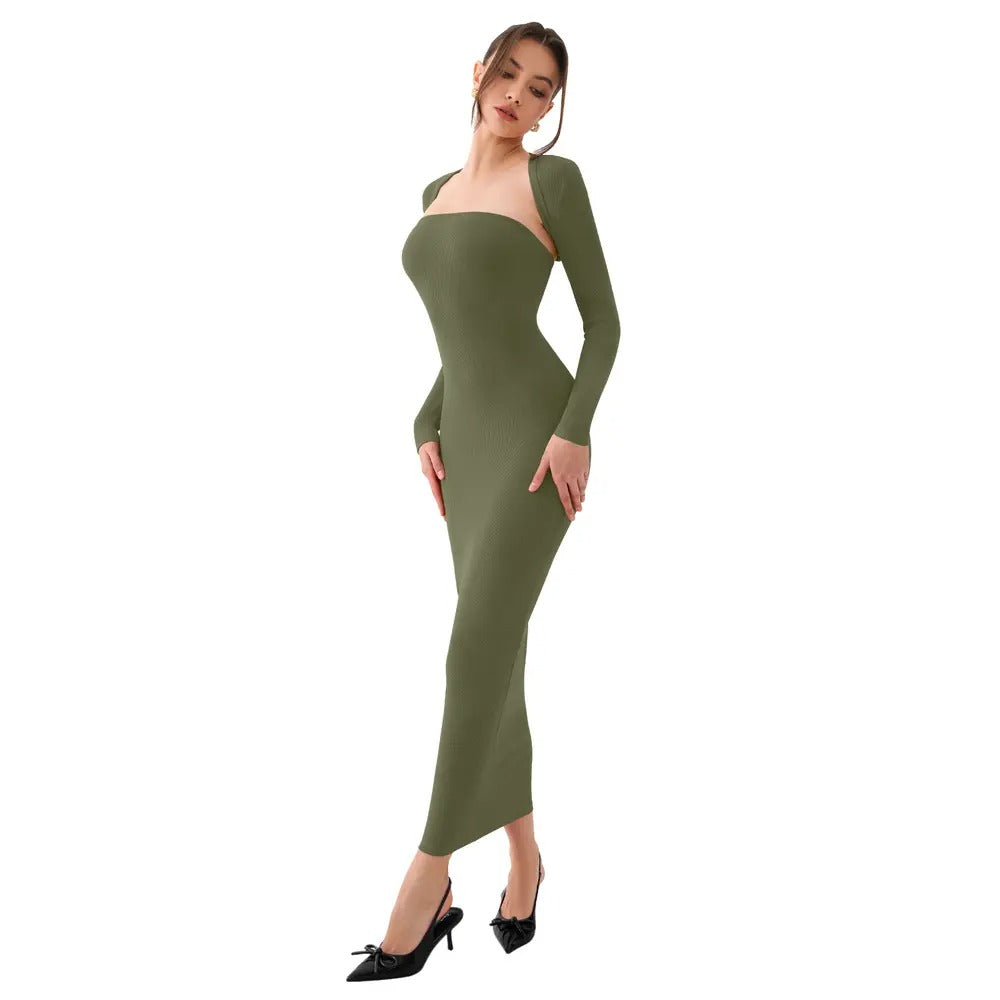 Womens Sexy Summer LongSleeves Strapless Fashion Maxi Dress