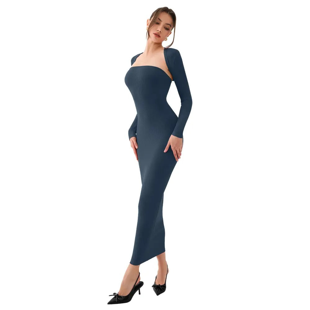 Womens Sexy Summer LongSleeves Strapless Fashion Maxi Dress