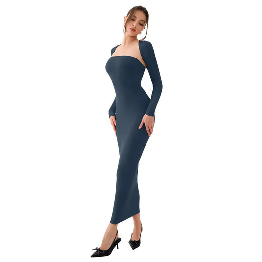 Womens Sexy Summer LongSleeves Strapless Fashion Maxi Dress