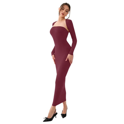 Womens Sexy Summer LongSleeves Strapless Fashion Maxi Dress