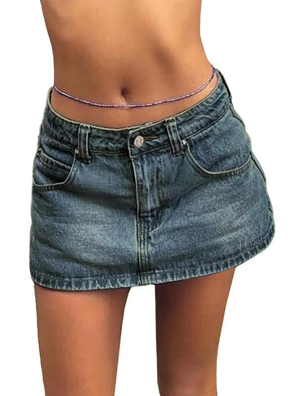 EMMIOL Vintage Blue Denim Mini Skirt