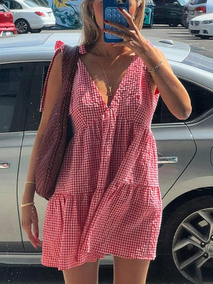 Women Summer Vintage Flowy Tank Mini Dress