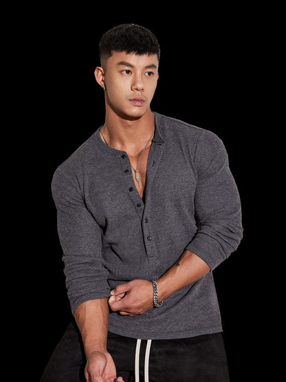 Fitted Long Sleeve Henley Shirt