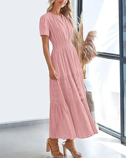 Elegant Lace Maxi Dress – Ethereal V‑Neck with Floral Embroidery