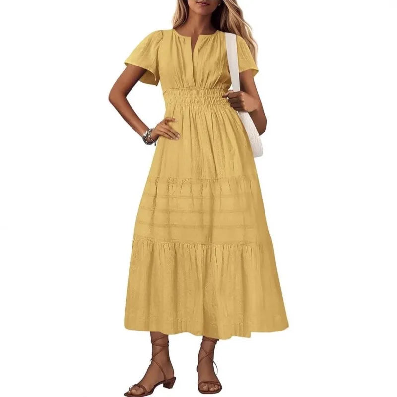 Elegant Lace Maxi Dress – Ethereal V‑Neck with Floral Embroidery