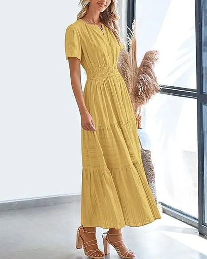 Elegant Lace Maxi Dress – Ethereal V‑Neck with Floral Embroidery
