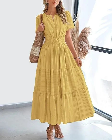 Elegant Lace Maxi Dress – Ethereal V‑Neck with Floral Embroidery