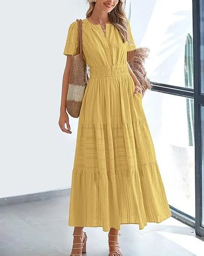 Elegant Lace Maxi Dress – Ethereal V‑Neck with Floral Embroidery