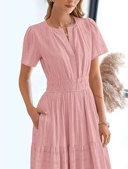 Elegant Lace Maxi Dress – Ethereal V‑Neck with Floral Embroidery