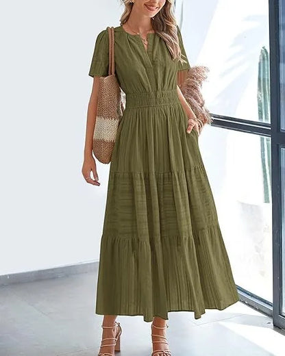 Elegant Lace Maxi Dress – Ethereal V‑Neck with Floral Embroidery