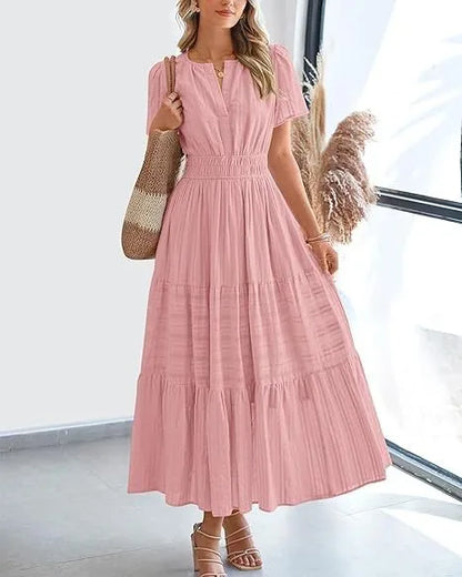 Elegant Lace Maxi Dress – Ethereal V‑Neck with Floral Embroidery