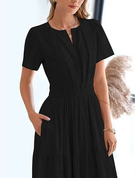 Elegant Lace Maxi Dress – Ethereal V‑Neck with Floral Embroidery