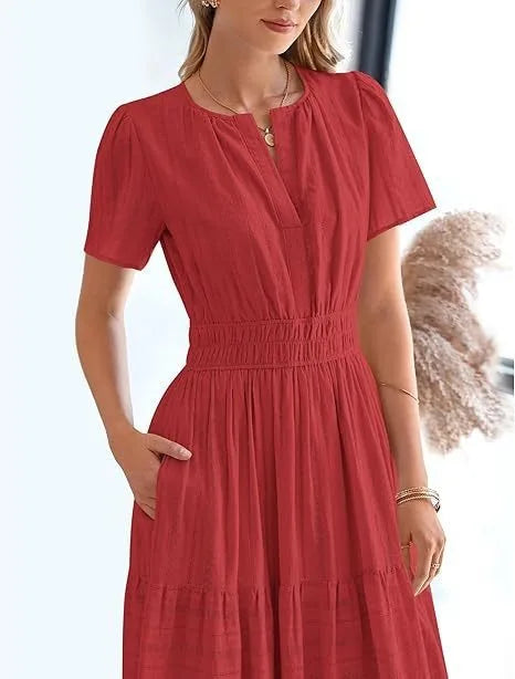 Elegant Lace Maxi Dress – Ethereal V‑Neck with Floral Embroidery