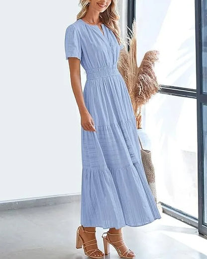 Elegant Lace Maxi Dress – Ethereal V‑Neck with Floral Embroidery