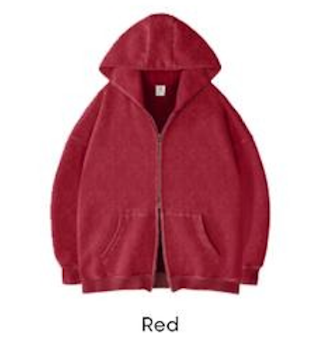 Unisex Oversized Acid Wash Zip-Up Hoodie