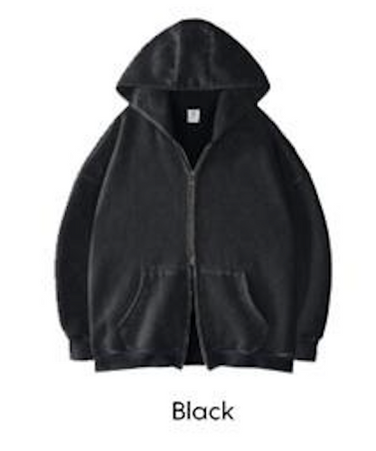 Unisex Oversized Acid Wash Zip-Up Hoodie