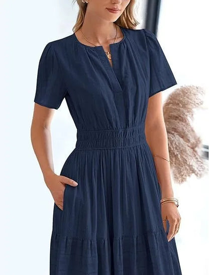 Elegant Lace Maxi Dress – Ethereal V‑Neck with Floral Embroidery