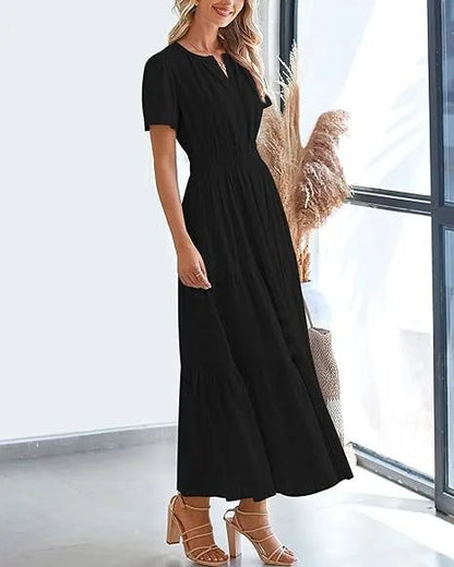 Elegant Lace Maxi Dress – Ethereal V‑Neck with Floral Embroidery