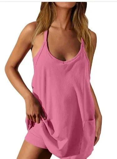 Women’s Hot Shot Romper Dress – FP Dupe with Pockets & Built-in Shorts