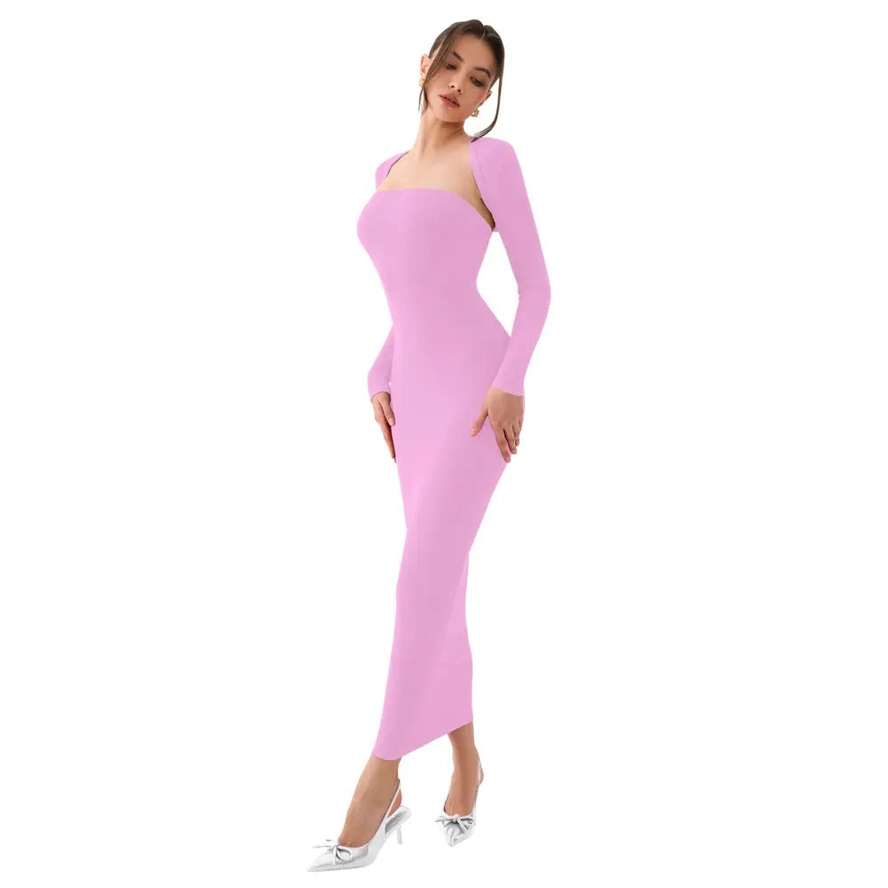 Womens Sexy Summer LongSleeves Strapless Fashion Maxi Dress
