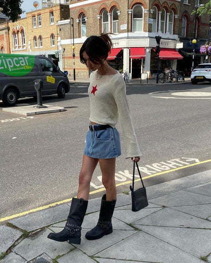 EMMIOL Vintage Blue Denim Mini Skirt
