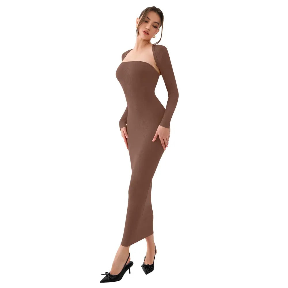 Womens Sexy Summer LongSleeves Strapless Fashion Maxi Dress