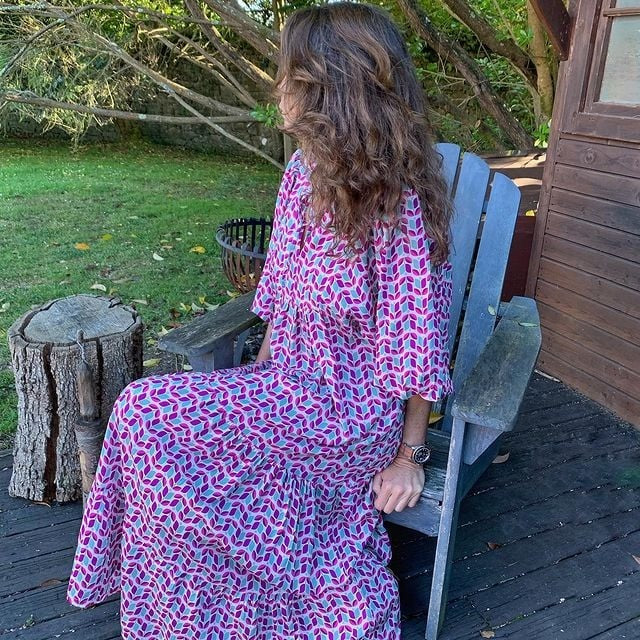 Women's Elegant Puff Sleeve Floral Boho Maxi Dress