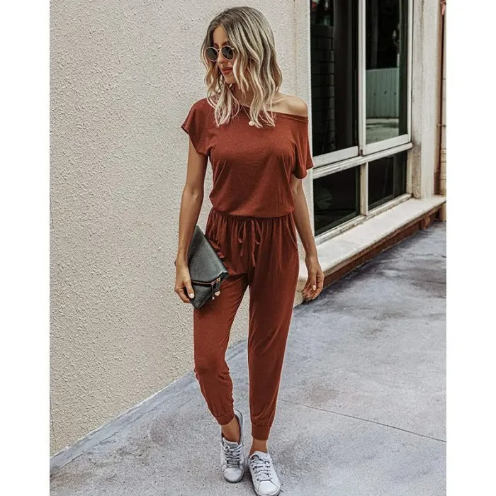 Women’s Off-Shoulder Jumpsuit – Plus Size Summer Romper (S–3XL)