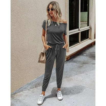 Women’s Off-Shoulder Jumpsuit – Plus Size Summer Romper (S–3XL)