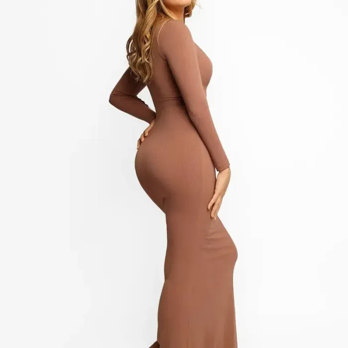 Women's Shapewear Dress with Built-In Bra – Tummy Control & Long Sleeves