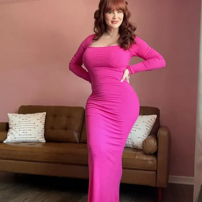Women's Shapewear Dress with Built-In Bra – Tummy Control & Long Sleeves