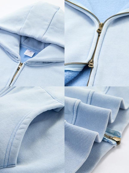 Unisex Oversized Acid Wash Zip-Up Hoodie