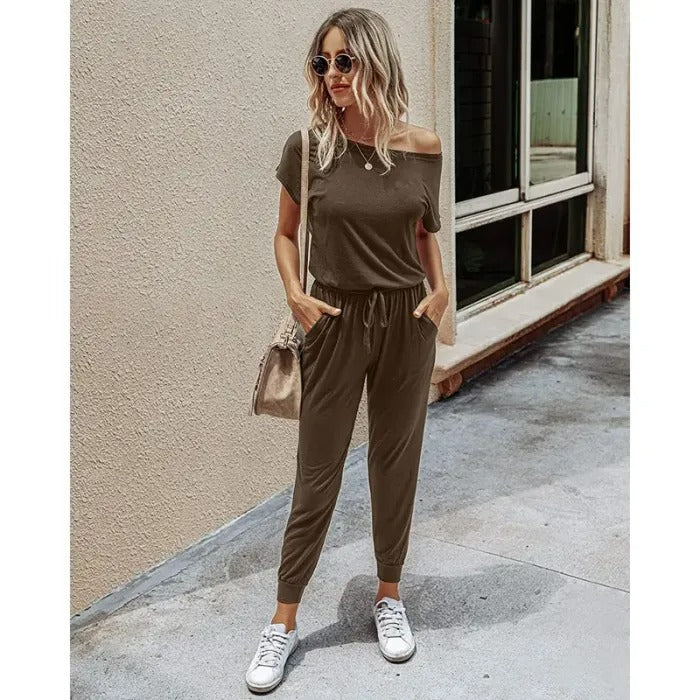 Women’s Off-Shoulder Jumpsuit – Plus Size Summer Romper (S–3XL)
