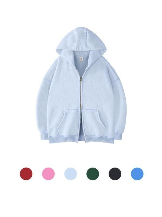 Unisex Oversized Acid Wash Zip-Up Hoodie