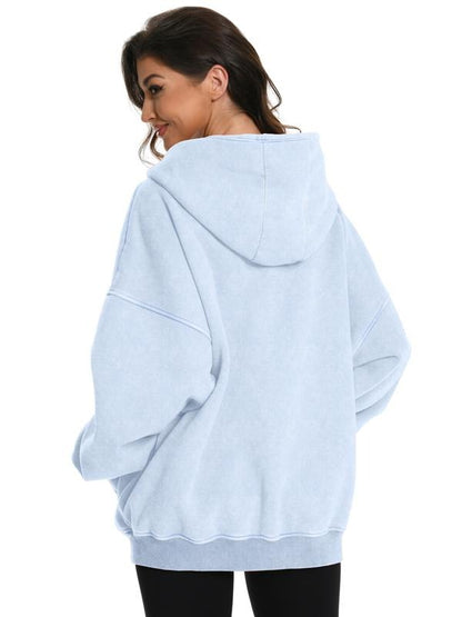 Unisex Oversized Acid Wash Zip-Up Hoodie