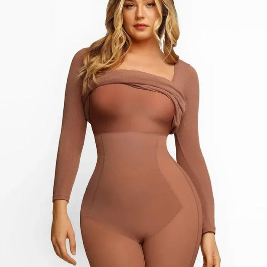Women's Shapewear Dress with Built-In Bra – Tummy Control & Long Sleeves