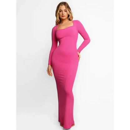 Women's Shapewear Dress with Built-In Bra – Tummy Control & Long Sleeves