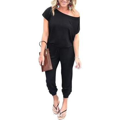 Women’s Off-Shoulder Jumpsuit – Plus Size Summer Romper (S–3XL)